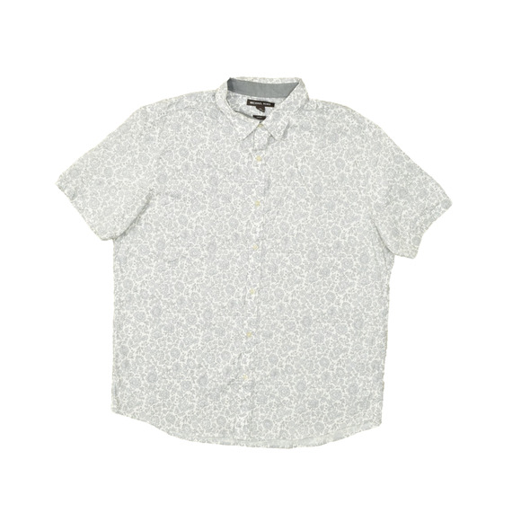Michael Kors Slim Fit Men's Gray Floral Short Sleeve Button Up Shirt Size XXL - Picture 1 of 8